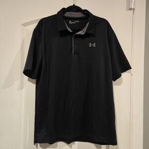 Under Armour Men's Tech Polo Shirt - Black - Performance Golf Activewear Size XL